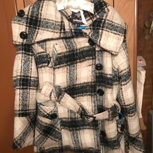 Plaid pea coat